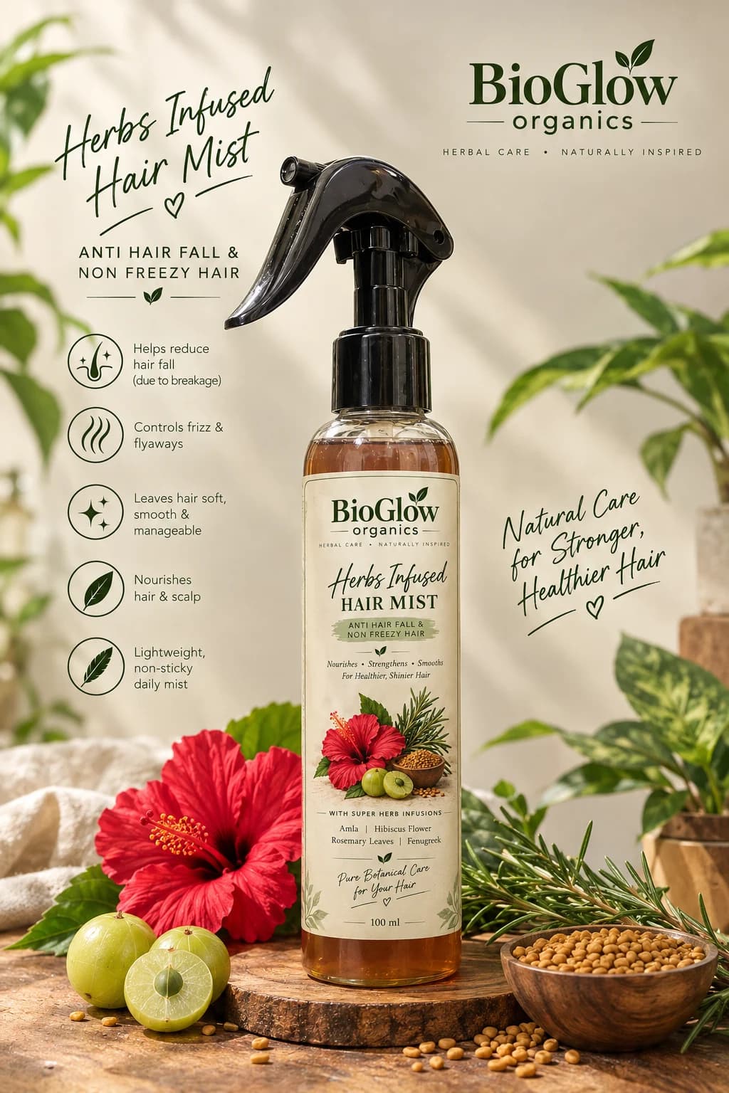 Herbal infused hair mist